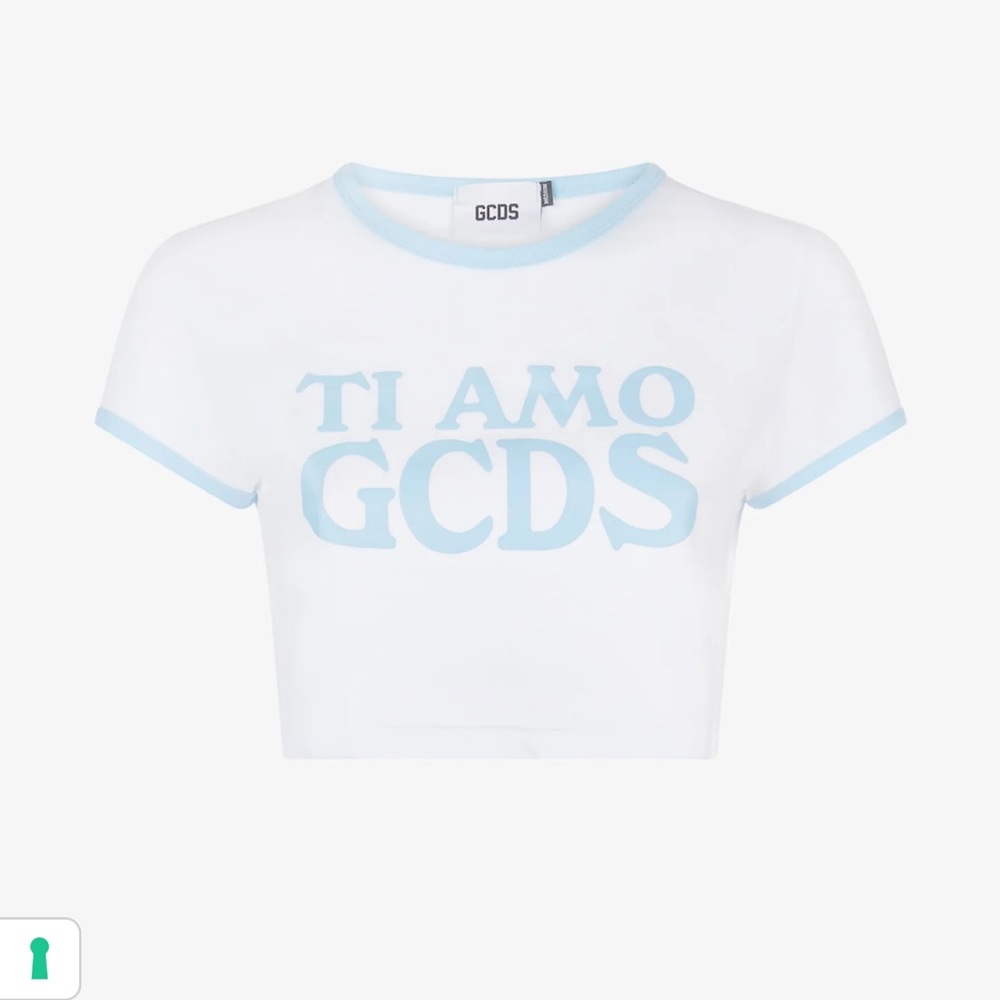 Women's White and Blue Short Sleeve Tee
